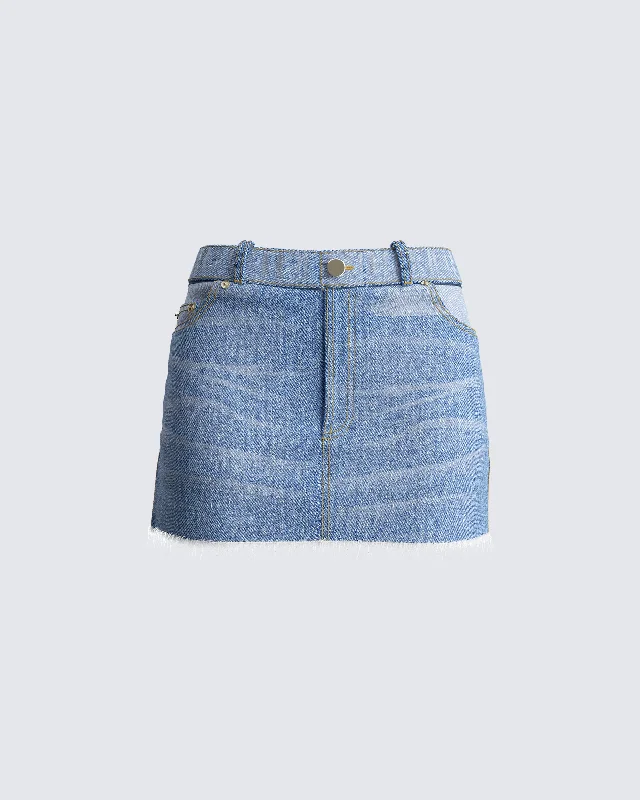 Inaya Blue Denim Mini SkirtProm Skirt