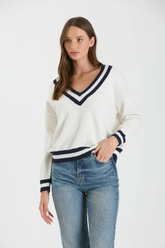 Varsity Sweater - IvoryFrench Terry Knit Tops