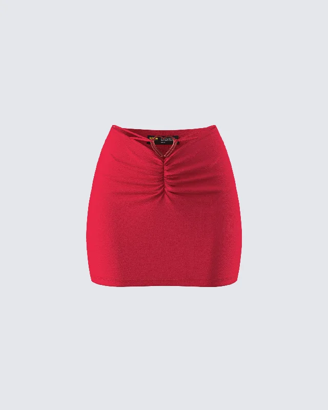 Venetia Red Heart Mini SkirtLeather Skirt