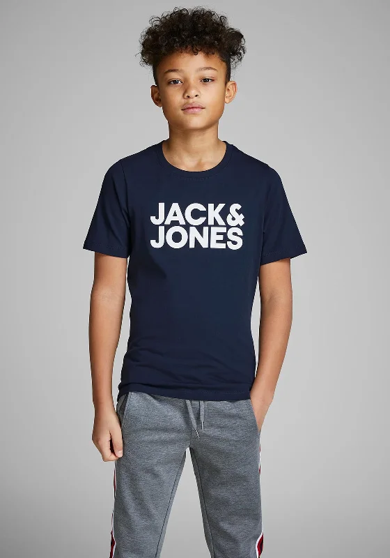 Scoop Neck Short Sleeve TopsJack & Jones Boys Corp Logo Short Sleeve Tee, Navy Blazer