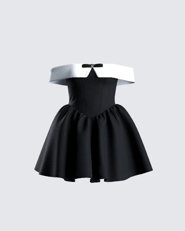 Vale Black Off Shoulder Mini DressShirt Dress