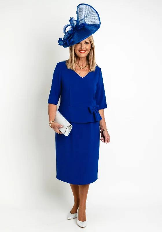 Via Veneto Pippy Peplum Midi Dress, Royal BlueWaterproof Dress