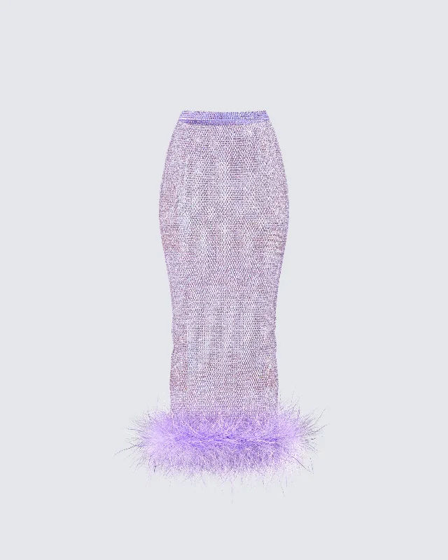 Ophira Lavender Rhinestone Feather Trim SkirtModern Skirt