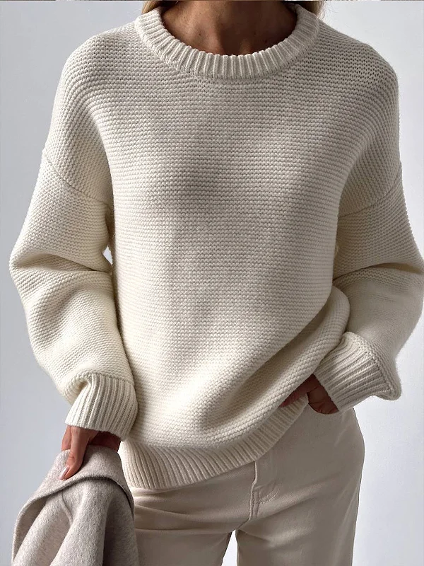 Cotton Blends Mechanism Knitting SweaterThermal Knit Tops