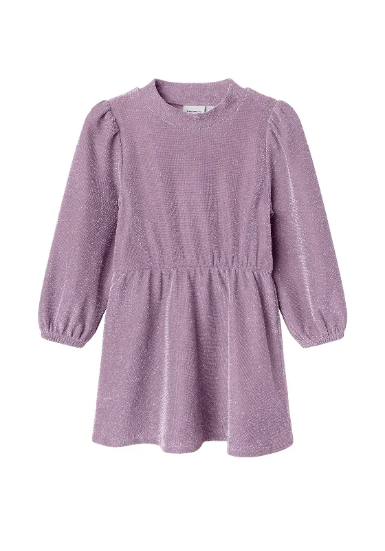 Name It Mini Girl Ragne Long Sleeve Glitter Dress, Lavender MistTennis Dress