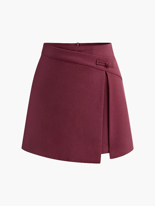 Asymmetrical Split Mini SkirtUniform Skirt