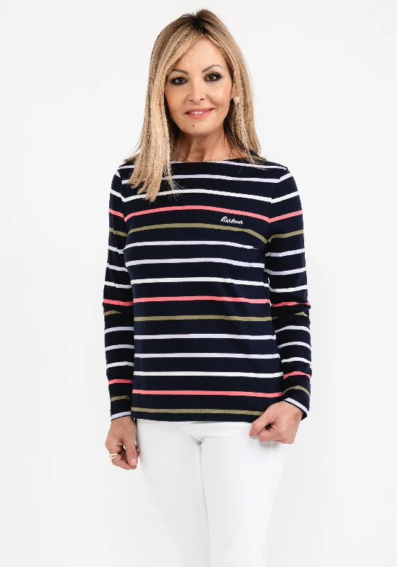 Barbour Hawkins Striped Light Sweater, Navy MultiColorblock Knit Tops