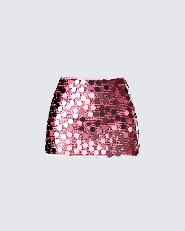 Philo Pink Sequin Mini SkirtJumpsuit Skirt