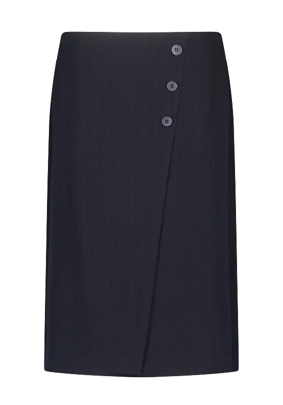 Gerry Weber Button Detail Mock Wrap Midi Skirt, NavyTactical Skirt