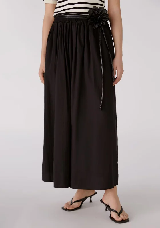 Oui Flower Belt Maxi Skirt, BlackA-line Skirt