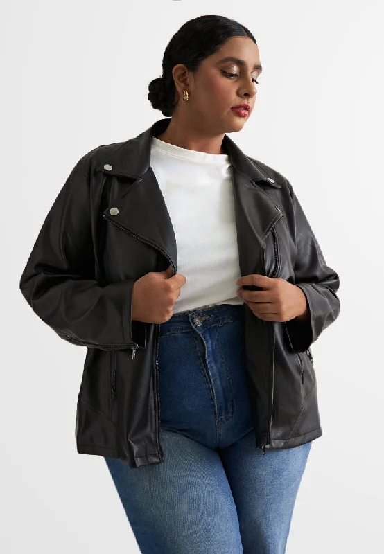 Linet Plus Size Biker Pleather JacketPlus size women's work tops