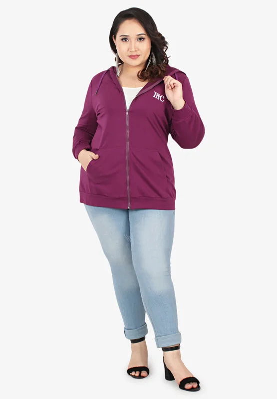 Honey Plus Size Hoodie Jacket - MagentaLarge women's loose tops