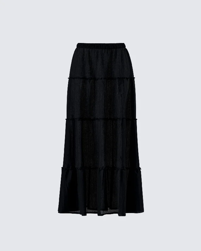 Cailin Black Tiered Maxi SkirtTube Skirt