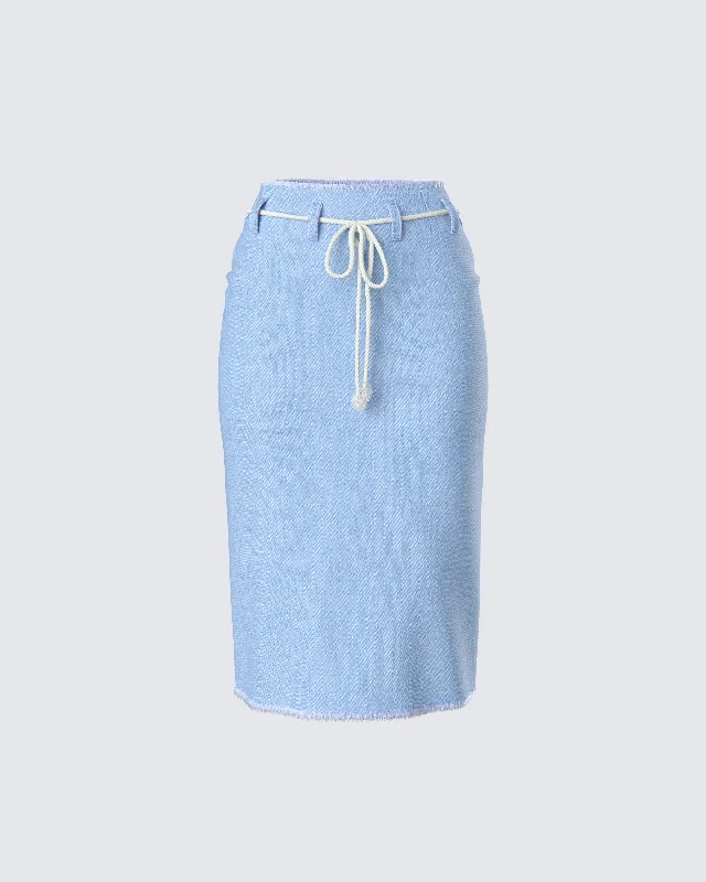 Heidi Blue Column Midi Denim SkirtEvening Skirt