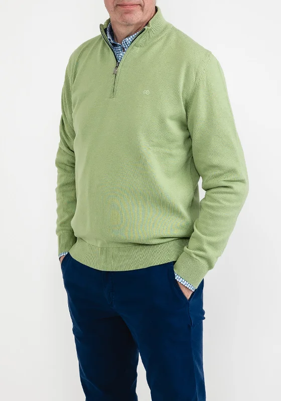 Andre Arklow Half Zip Sweater, SageGraphic Knit Tops