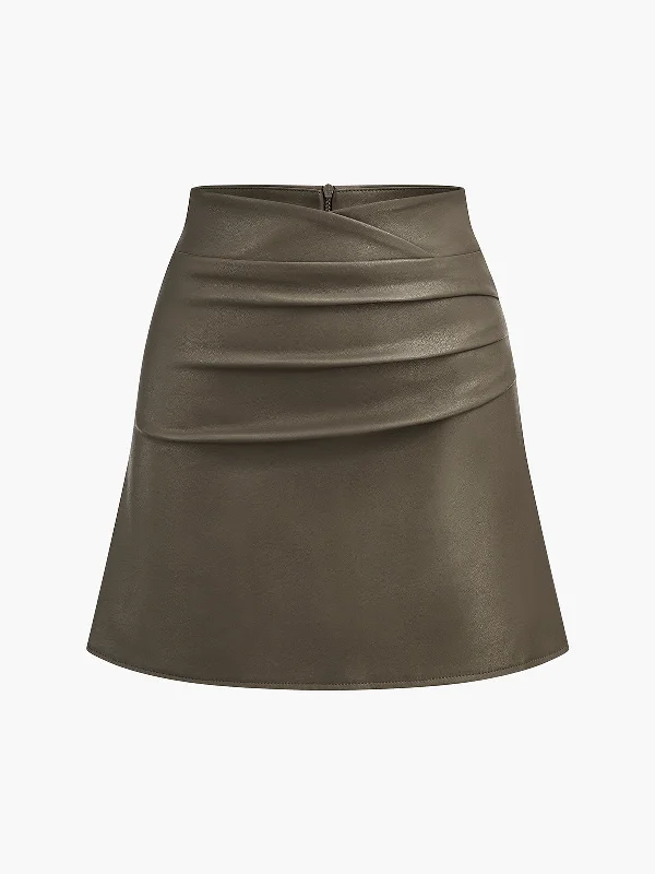 Faux Leather Pleated SkirtBall Skirt