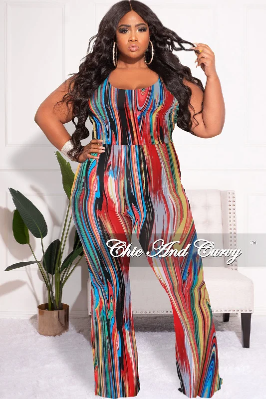 Final Sale Plus Size Spaghetti Strap Jumpsuit in Multi-Color PrintWomen's wedding tops