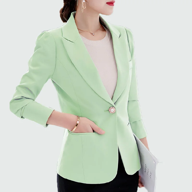 Women Blazer 2018 New Autumn Blazer Femme Long Sleeve Single Button 6 Colors Plus Size S-xxl Jackets Suit Slim Blazer FemininoWomen's winter tops