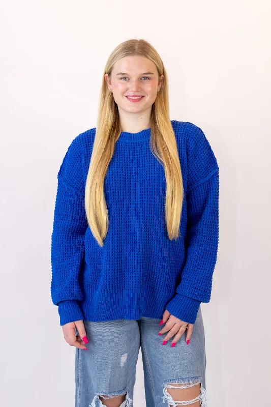 Biance Oversized Sweater | Royal BlueSports Team Knit Tops