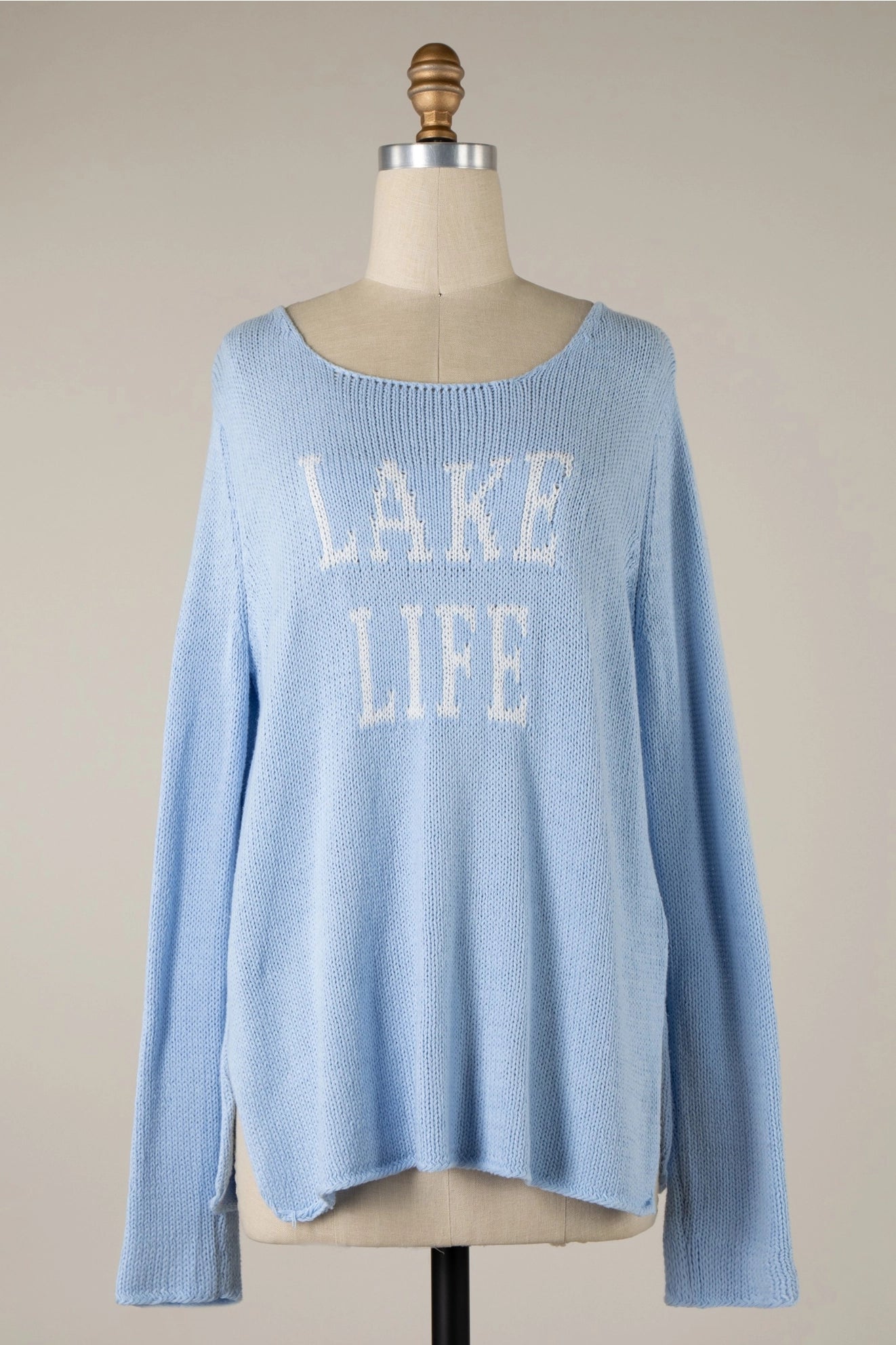 Lake Life Sweater - Beach SkyMetallic Knit Tops