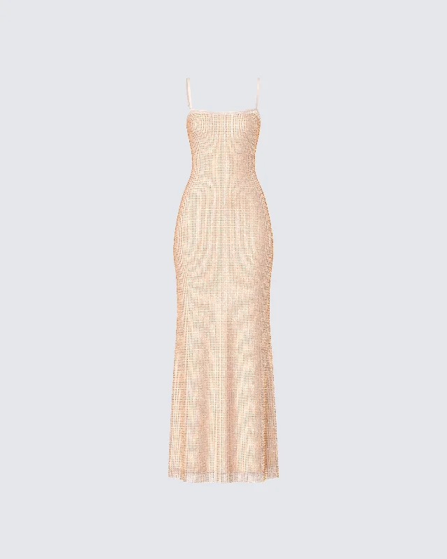 Michal Gold Sequin Maxi DressStriped Dress