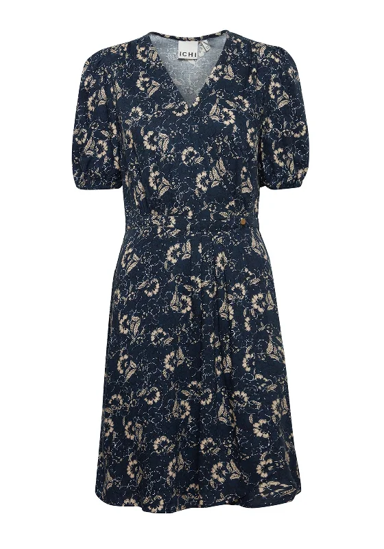 Ichi Nasreen Floral Mini Wrap Dress, Total EclipseModern Dress