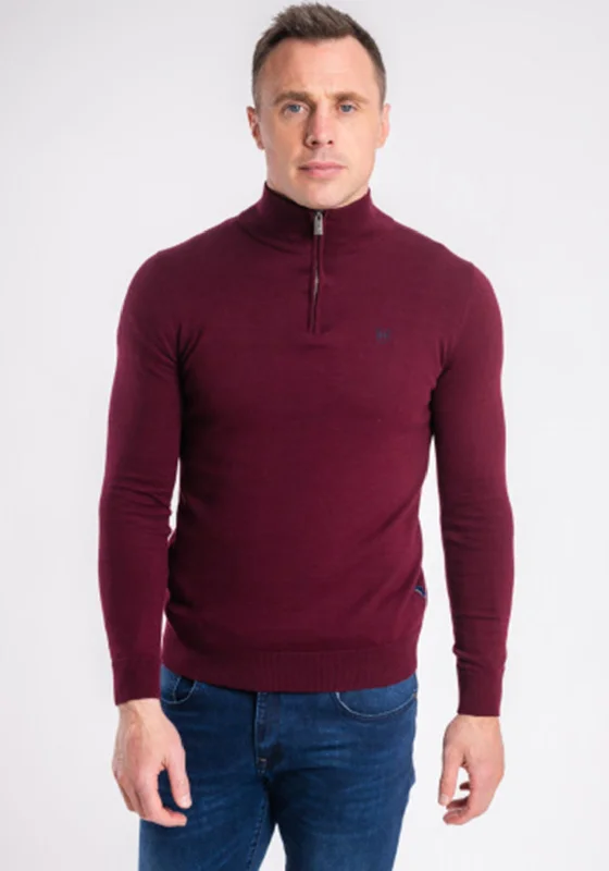 XV Kings by Tommy Bowe Petersham Half Zip Sweater, CabernetMetallic Knit Tops