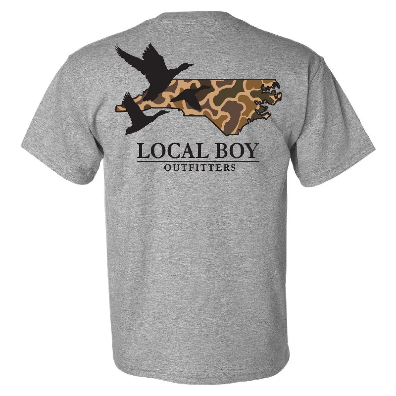 Waterproof Short Sleeve TopsNorth Carolina Camo State Short Sleeve T-Shirt in Oxford Grey