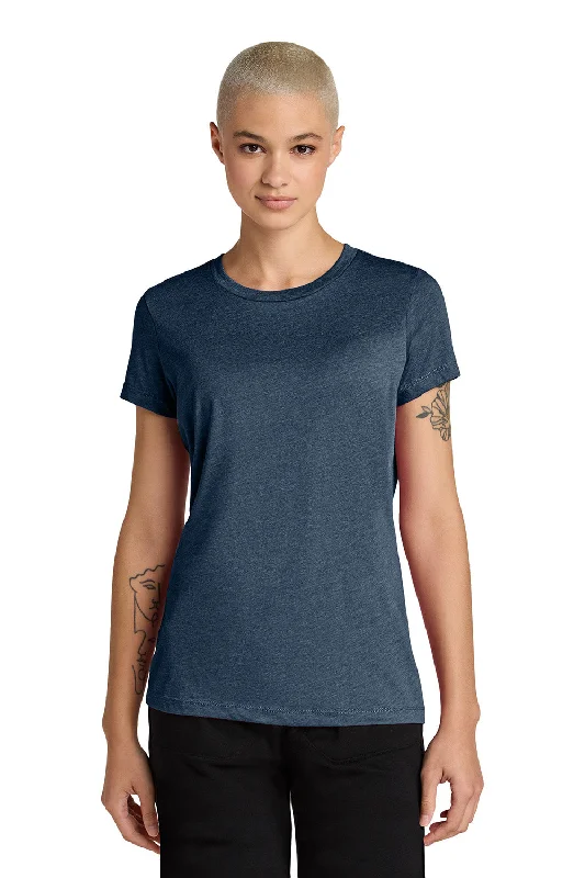 Organic Cotton Short Sleeve TopsDistrict Womens Perfect Weight CVC Short Sleeve Crewneck T-Shirt - Heather Navy Blue - NEW