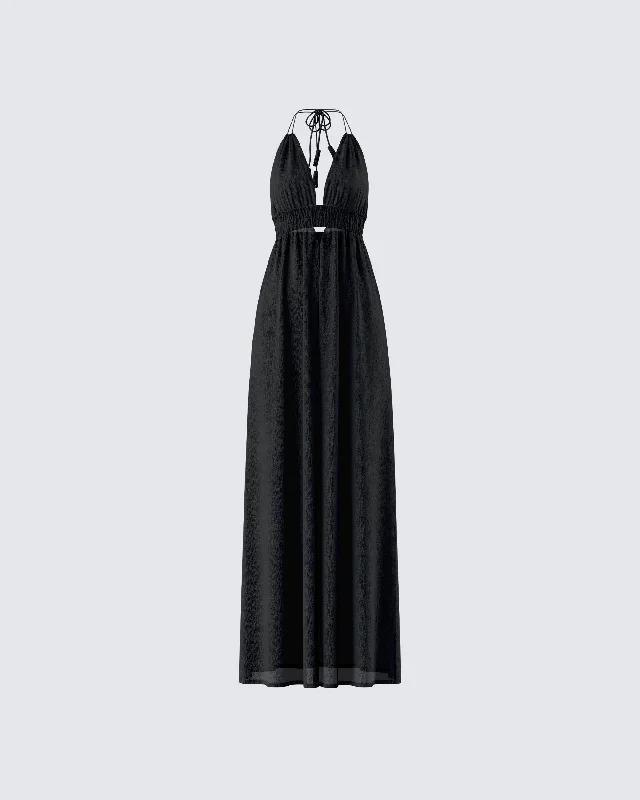 Leida Black Halter Maxi DressMaxi Dress