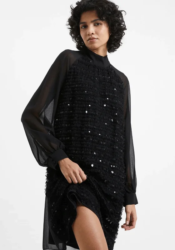 French Connection Carina Embellished Mini Dress, BlackOff-the-shoulder Dress