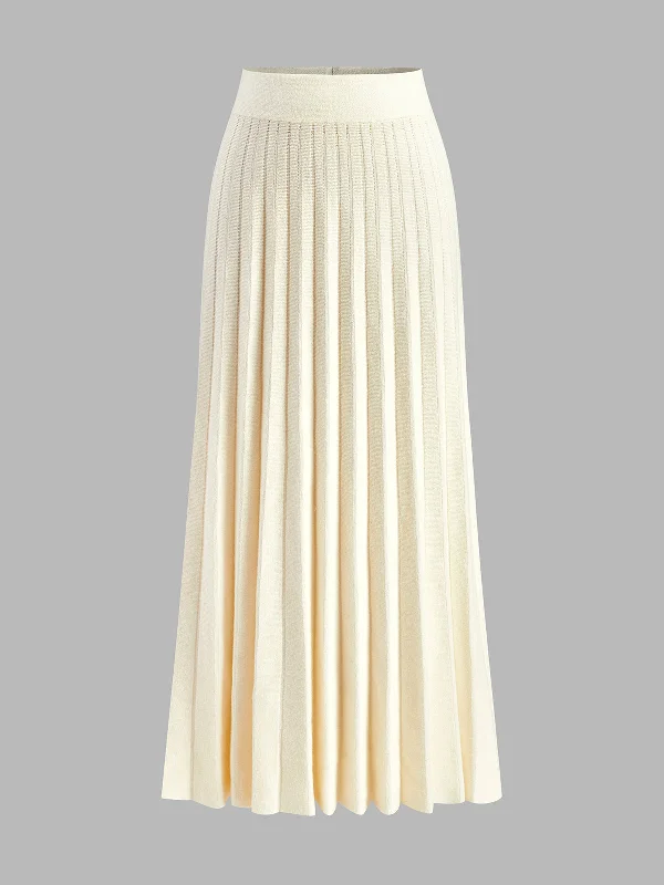 Minimalist Pleated Knit SkirtGeometric Skirt