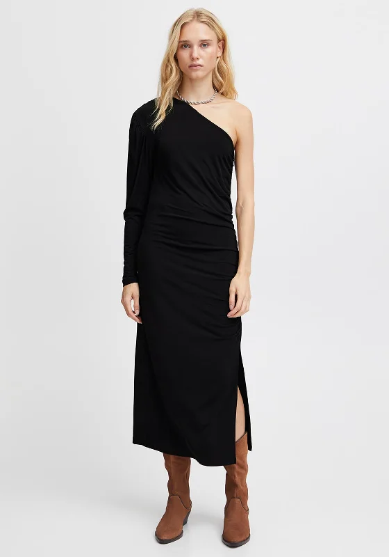 Ichi Zenty One Sleeve Side Slit Maxi Dress, BlackGala Dress