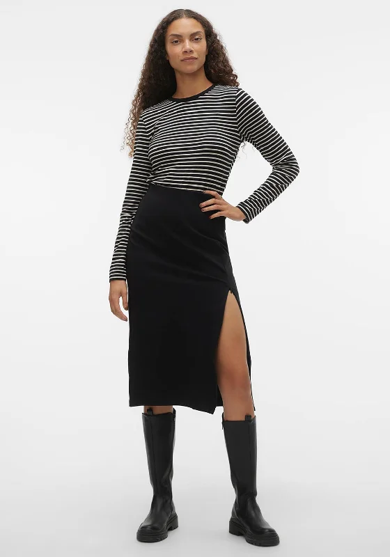 Vero Moda Hirse Split Leg Midi Skirt, BlackCocktail Skirt