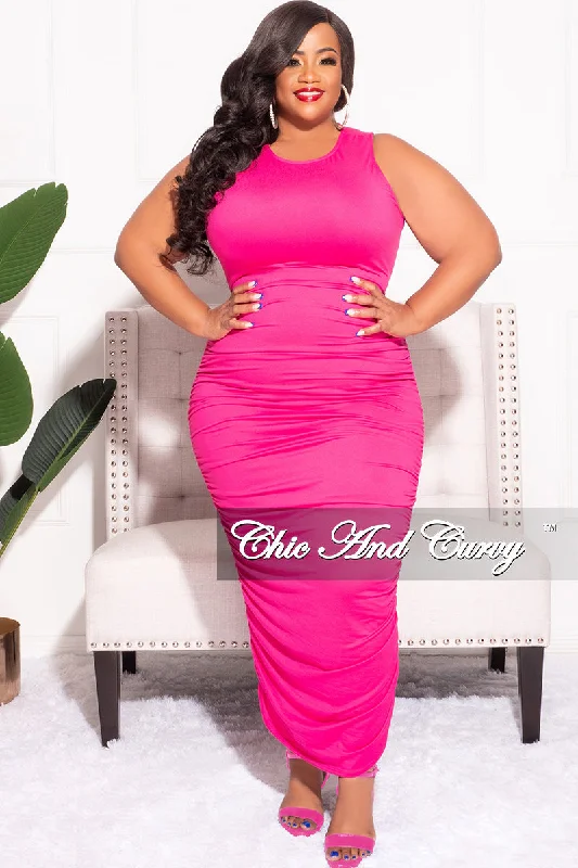 Final Sale Plus Size Ruched Bodycon Dress in FuchsiaWomen's travel tops