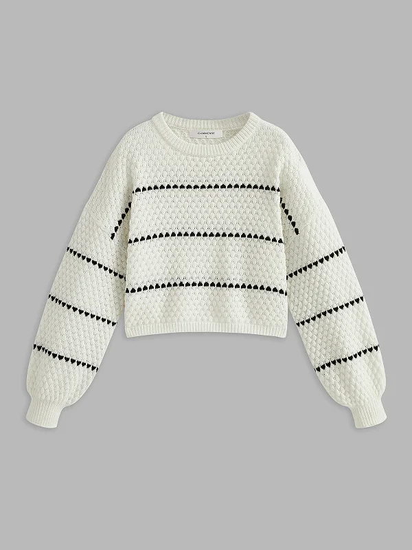 Contrast Striped SweaterZippered Knit Tops