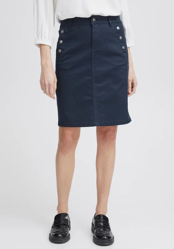 Fransa Lomax Knee Length Skirt, NavyStriped Skirt