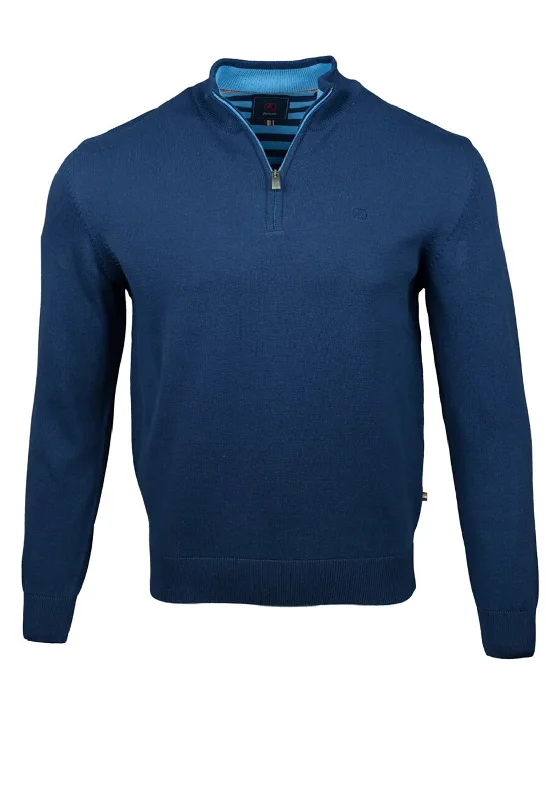 Andre Arklow Half Zip Sweater, NavyButton-Up Knit Tops