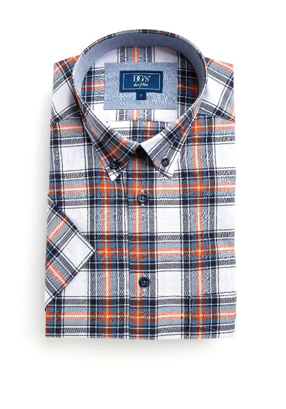 Striped Short Sleeve TopsDaniel Grahame Ivano Check Short Sleeve Shirt, Orange Multi