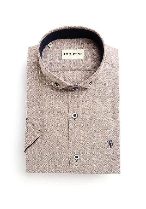 Embroidered Short Sleeve TopsTom Penn Short Sleeve Shirt, Taupe