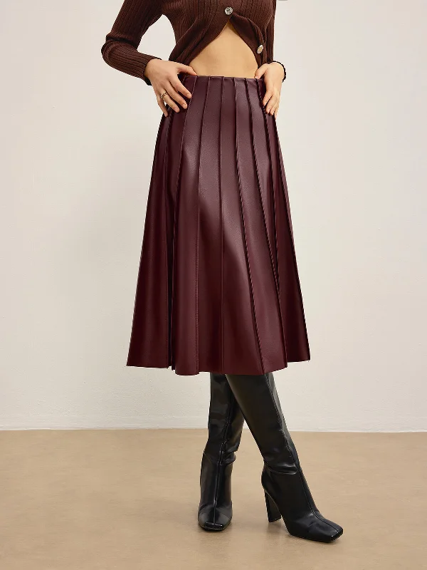 Faux Leather Pleated Midi SkirtFloral Skirt