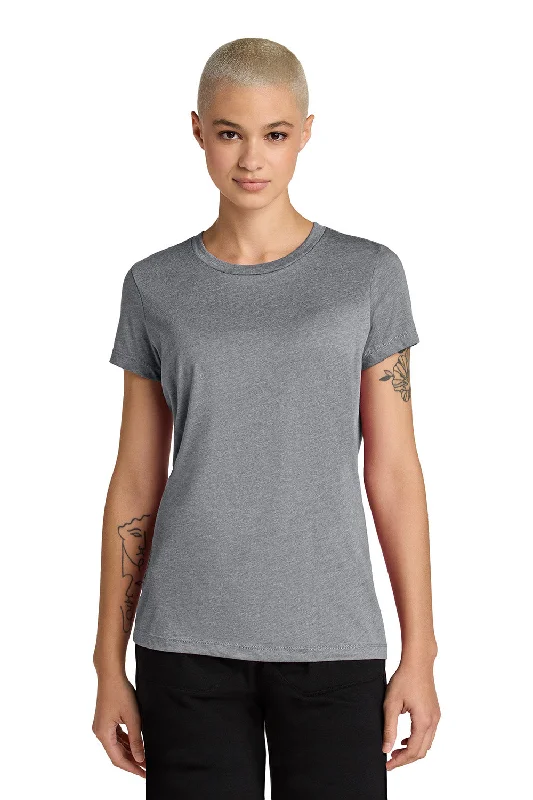 Silk Short Sleeve TopsDistrict Womens Perfect Weight CVC Short Sleeve Crewneck T-Shirt - Heather Graphite Grey - NEW