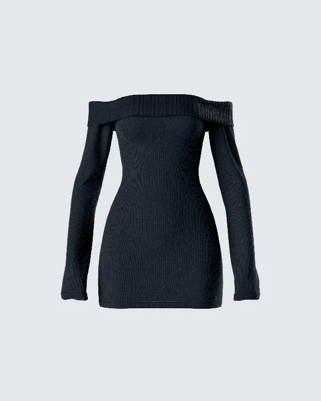 Abeni Black Sweater Mini DressSequin Dress