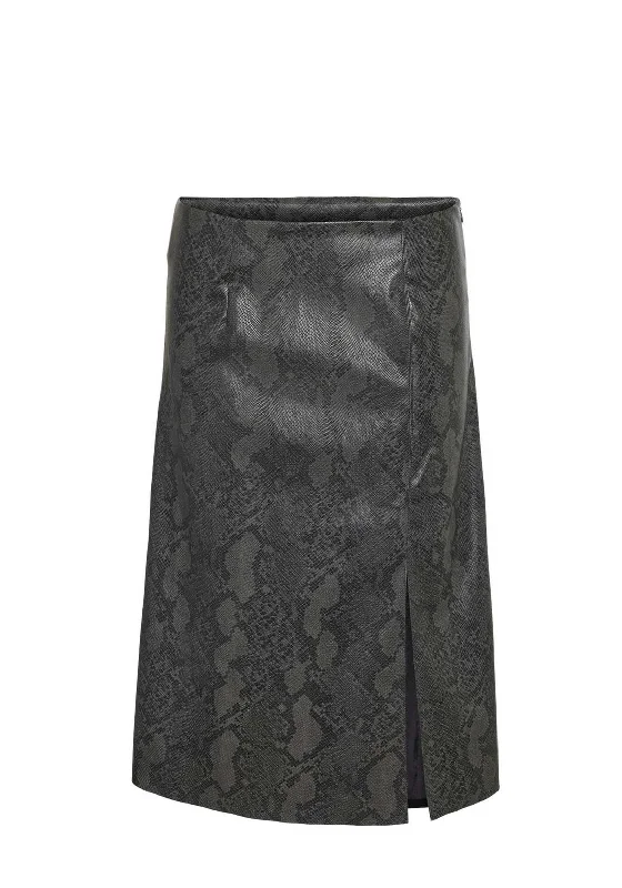 Noisy May Clara Croc Print Midi Pencil Skirt, GreyOver Skirt