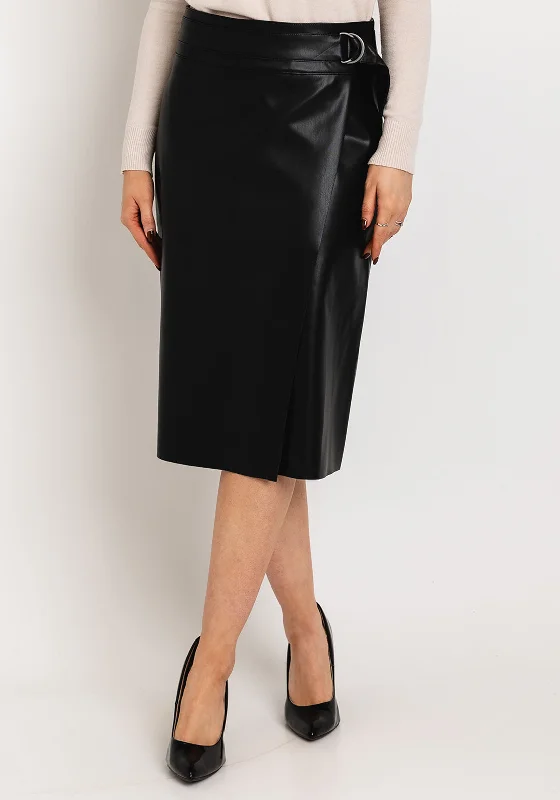 Soyaconcept Beckie Faux Leather A-Line Midi Skirt, BlackRuffled Skirt