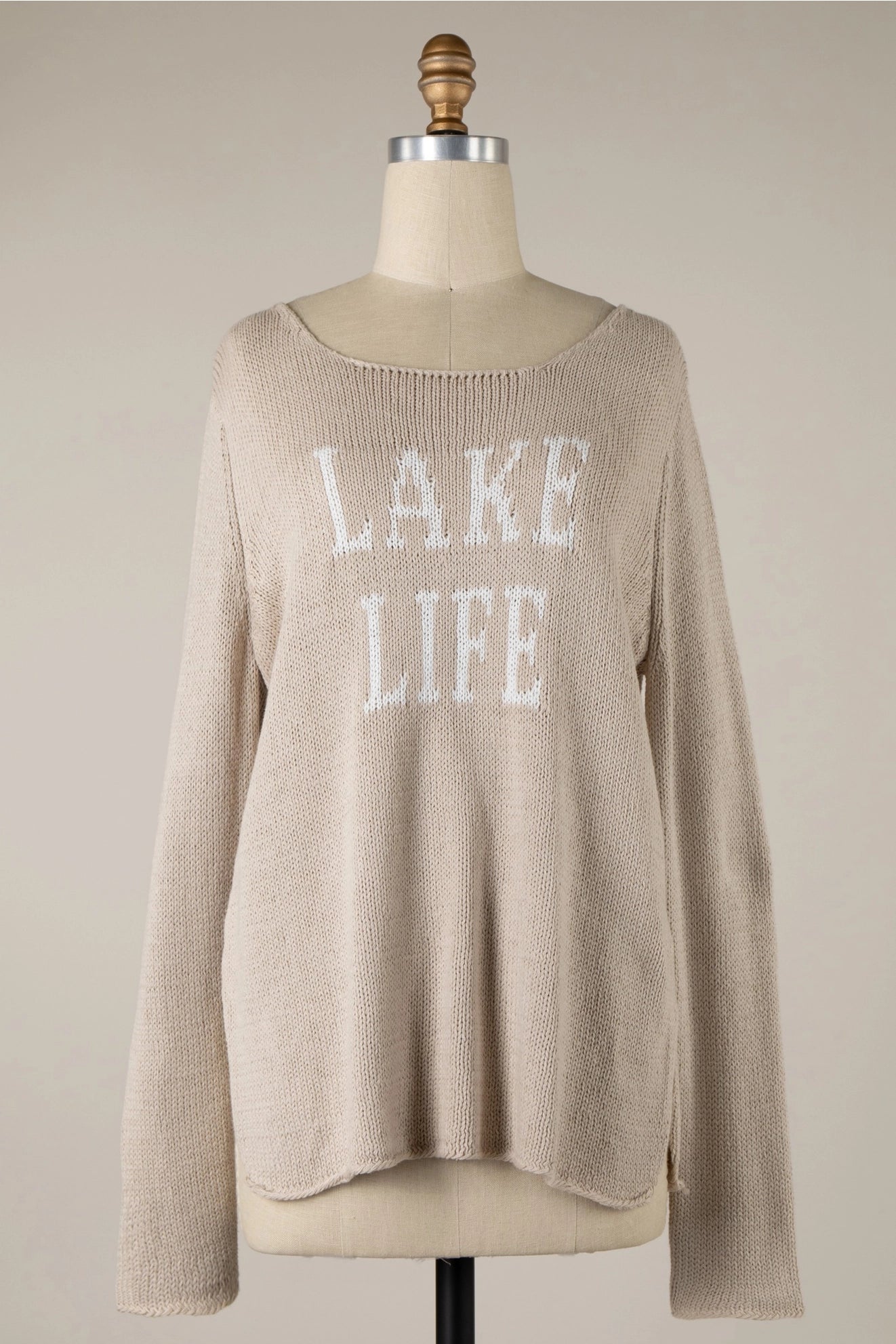 Lake Life Sweater - KhakiPlush Knit Tops