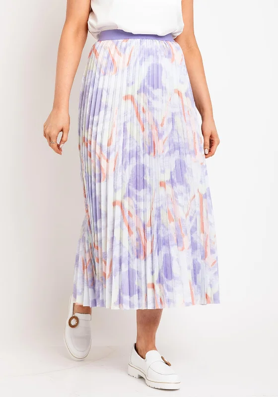 Leo & Ugo Print Pleated Midi Skirt, LilacSarong