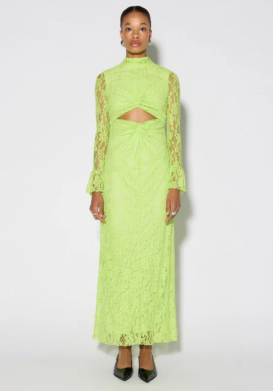 SOMETHINGNEW Natalie Cutout Lace Maxi Dress, Acid LimeCocktail Dress