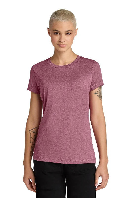 Cotton Short Sleeve TopsDistrict Womens Perfect Weight CVC Short Sleeve Crewneck T-Shirt - Heather Orchid Haze Purple - NEW