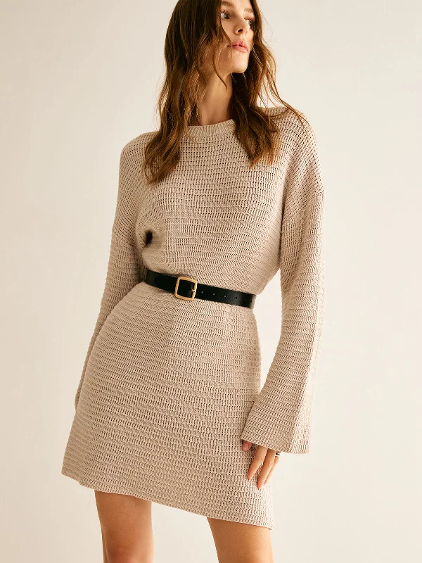 Minimalist Crew Neck Sweater Without BeltHiking Knit Tops